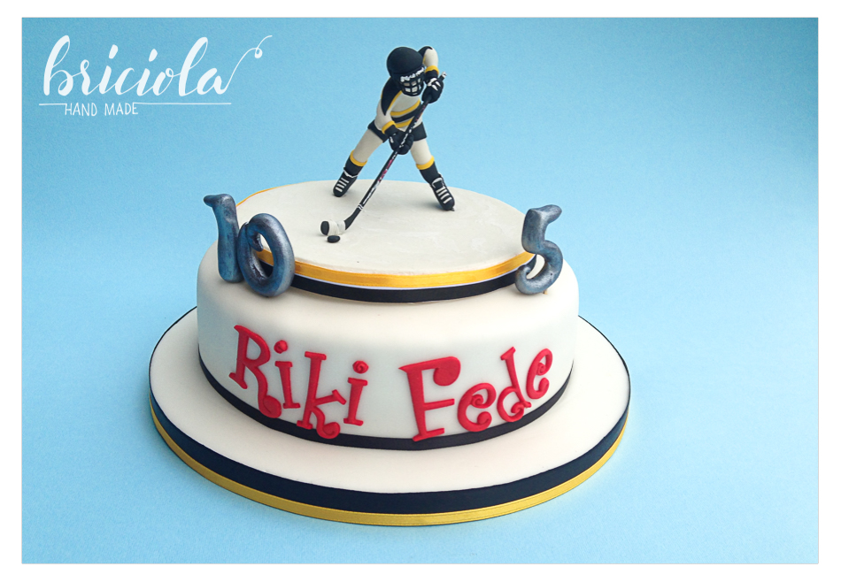 torta e topper compleanno - hockey